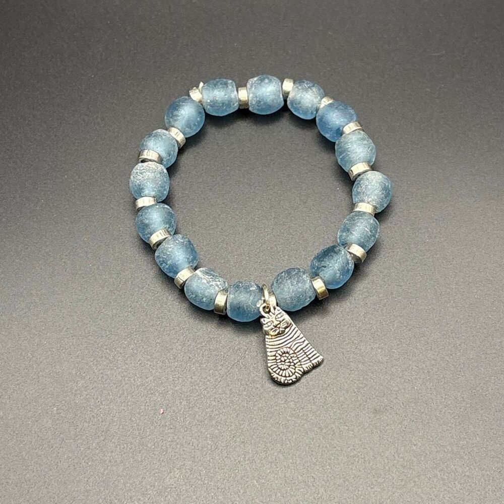Handmade African Beaded Bracelet, NEW, Stretch, Blue, Artisan